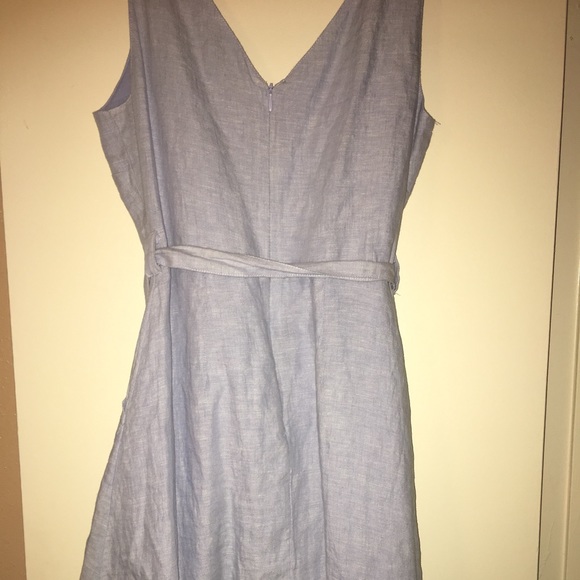 Tahari Linen Scalloped Neckline Dress - Picture 2 of 6